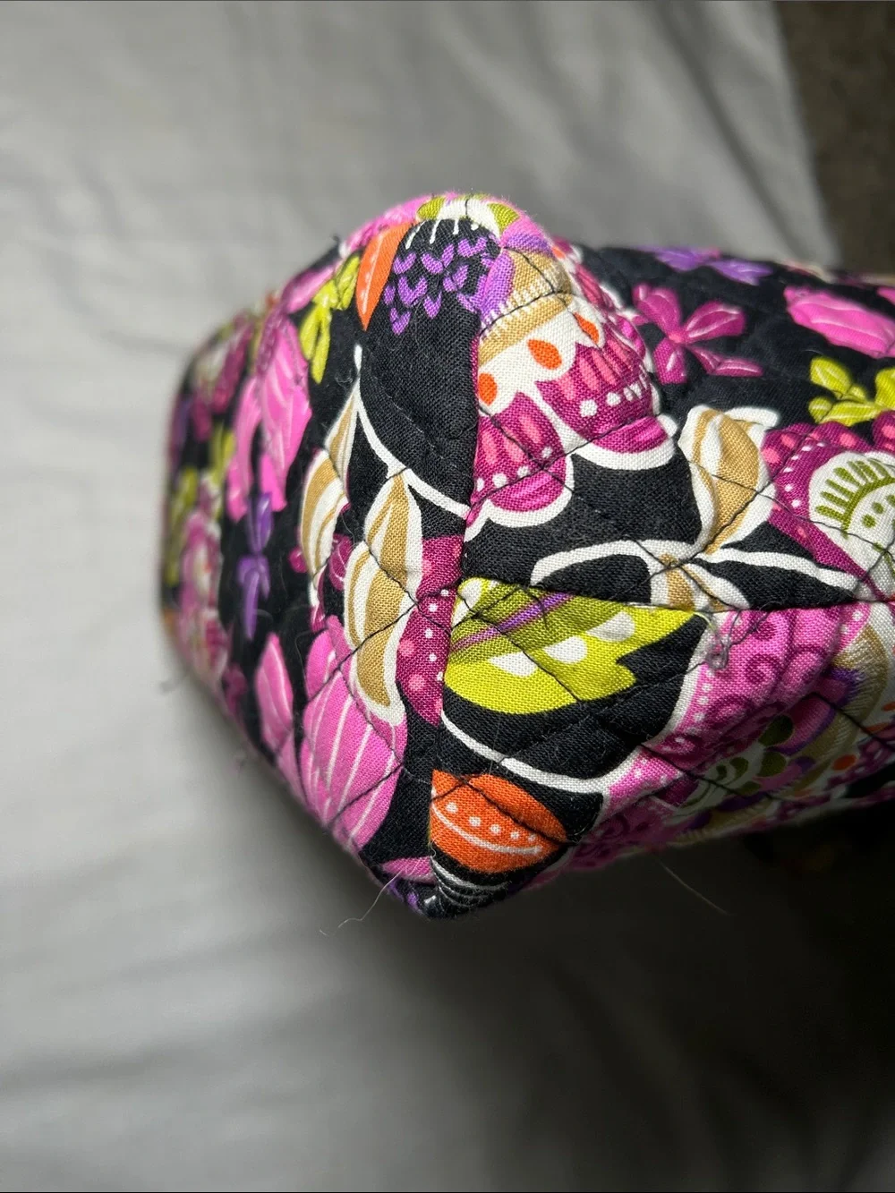 Vera Bradley Black Tote with Pink Floral Print, 15x13